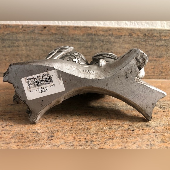 Silver Owls On Log with Red Gems Home Decor Figurine Statue 6" - Picture 9 of 9